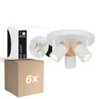 Lot 6x D'Lite Plafonnier Beitem Dépolie Blanc FSC Bois | Convient Pour 3x GU10